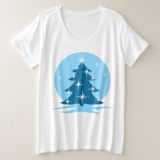 Lady's Blue Christmas Shirts Blue Tree T-Shirts