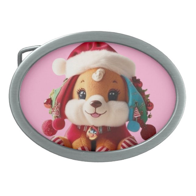 Lady's Christmas stuffed belt buckle (Front)