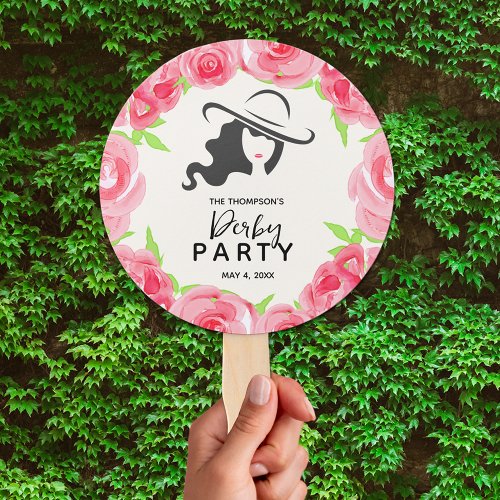 Ladys Hat and Roses Derby Party Hand Fan