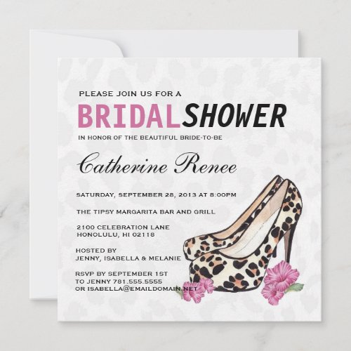 Lady's Jaguar Stiletto Hibiscus Bridal Shower Personalized Invitation