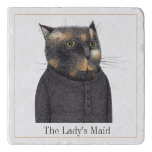 LADY'S MAID CAT Marble Stone Trivet + Text II