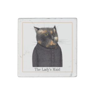 LADY'S MAID CAT Primed Marble Magnet + Text II