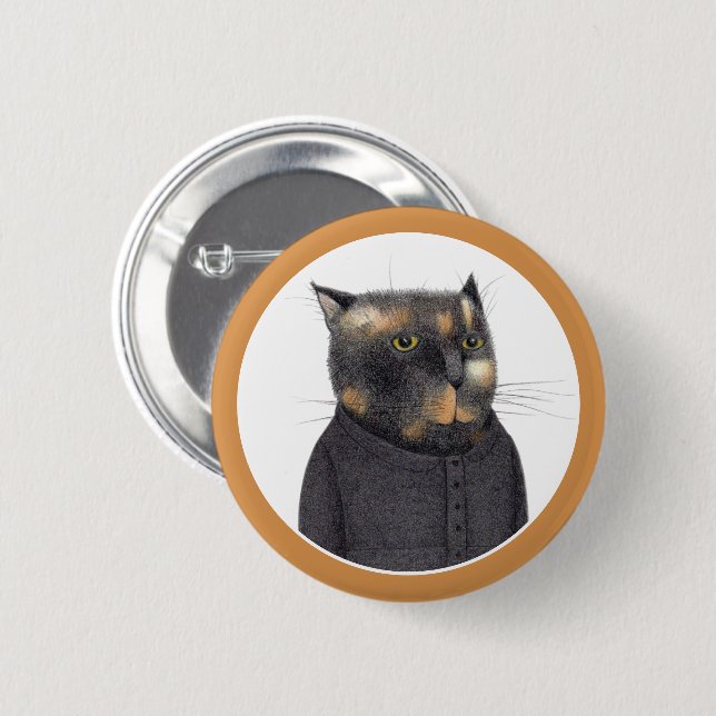 LADY'S MAID CAT Round Pin Button (Front & Back)