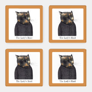 LADY'S MAID CAT Square Acrylic Coasters + Text