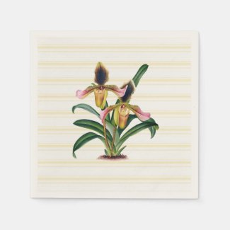 Lady's Slipper Orchid Botanical Paper Napkins