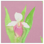 Lady&#39;s Slipper Watercolor Flowers Fabric