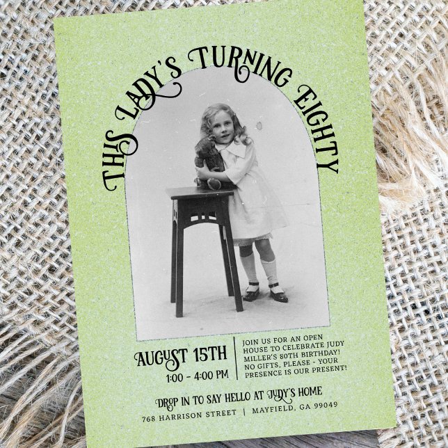 Lady's Turning Eighty 80th Birthday Open House Invitation (Creator Uploaded)