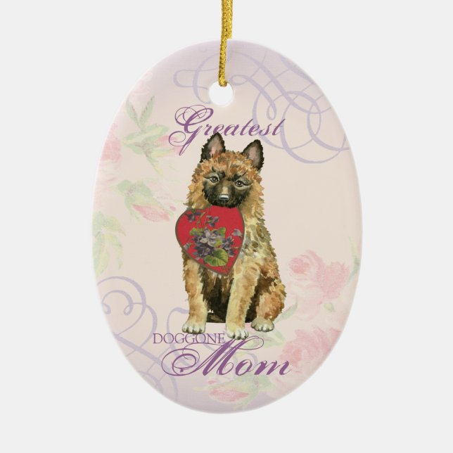 Laekenois Heart Mom Ceramic Ornament (Front)