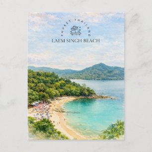 Laem Singh Beach Phuket Thailand Watercolor Gift Holiday Postcard