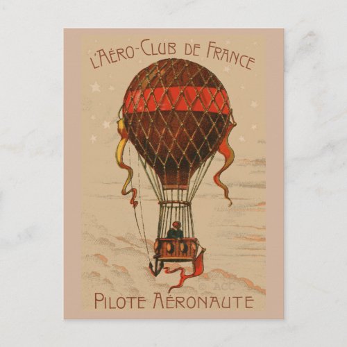 LAero_Club de France Hot Air Balloon Postcard
