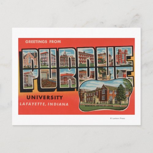 Lafayette Indiana _ Purdue University Postcard