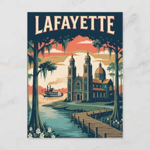 Lafayette Louisiana Bayou Retro Vintage Poster Postcard