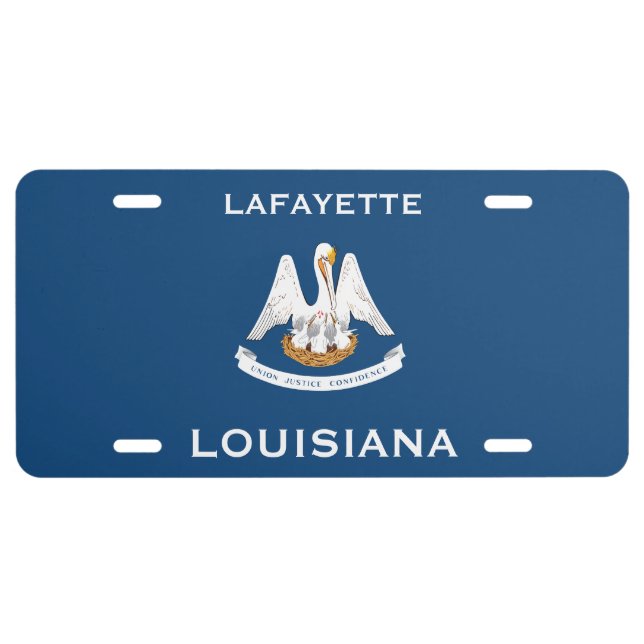 Lafayette Louisiana Coat Of Arms Flag License Plate (Front)