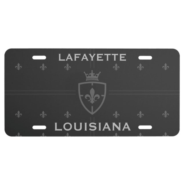 Lafayette Louisiana Coat Of Arms Fleur De Lis License Plate (Front)