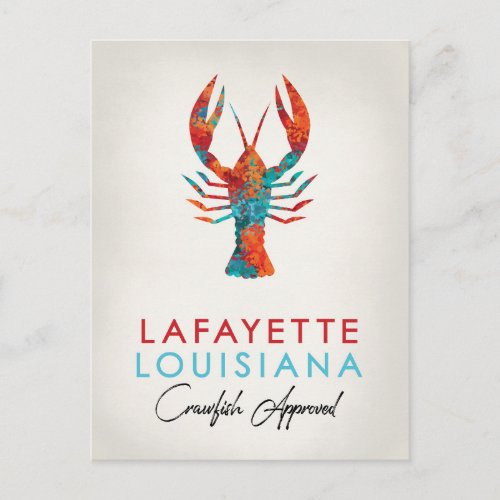 Lafayette Louisiana Crawfish Bright Postcard