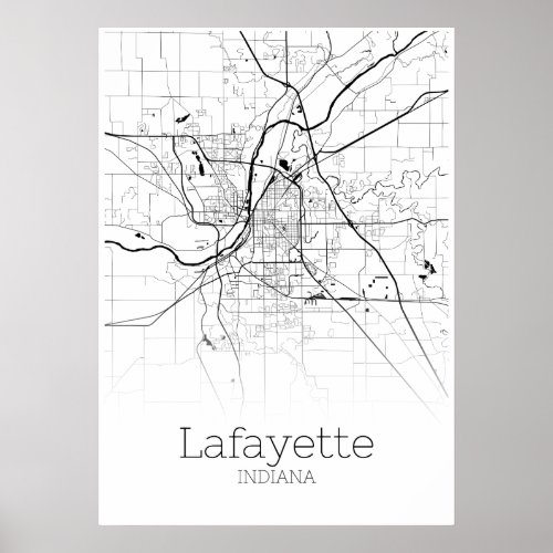 Lafayette Map _ Indiana _ City Map Poster