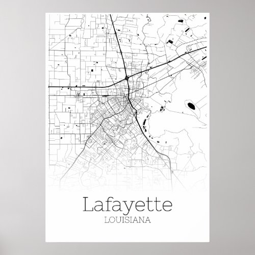 Lafayette Map _ Louisiana _ City Map Poster