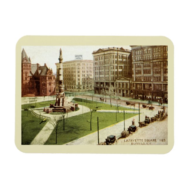 Lafayette Square Buffalo NY 1915 vintage Postcard Magnet (Horizontal)