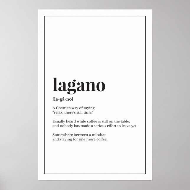 Lagano | Croatian Typography Minimal Print (Front)
