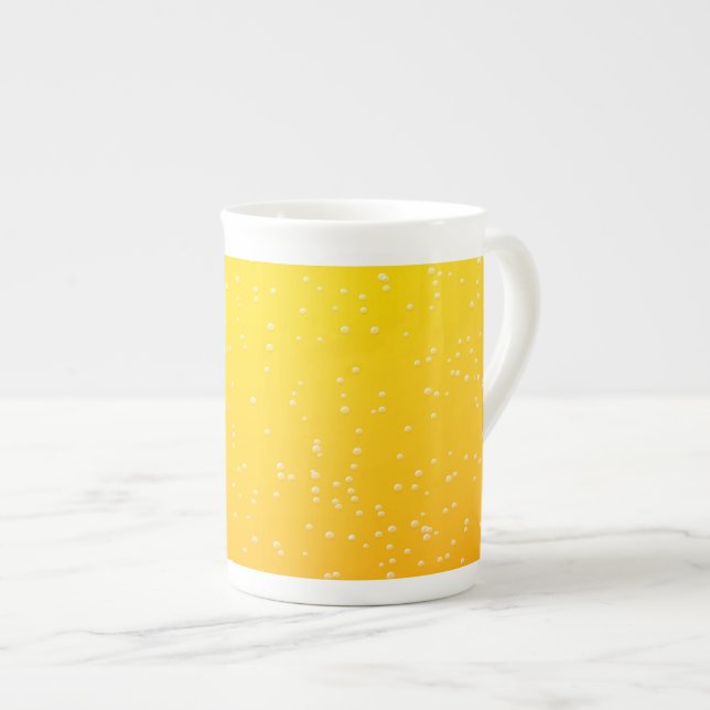 Lager Beer with Tiny Bubbles Background Art Bone China Mug (Front Right)