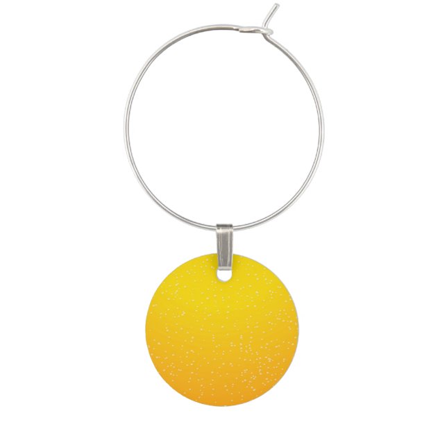 Lager Beer with Tiny Bubbles Background Art Wine Glass Charm (Front)