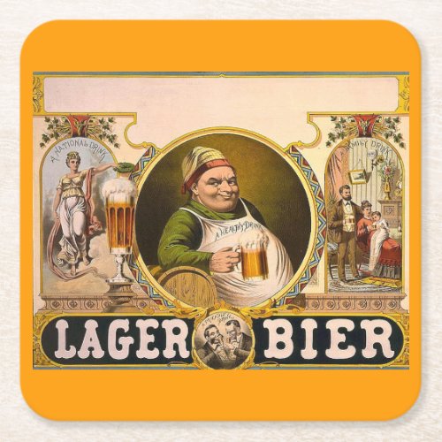 Lager Bier The Healthy Drink Vintage Ad Square Paper Coaster