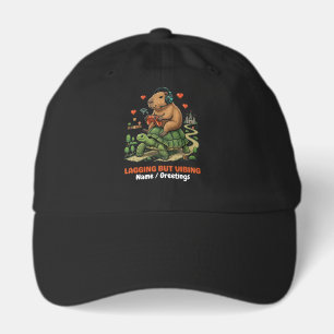 Lagging But Vibing Funny Capybara & Turtle Gamer Hat