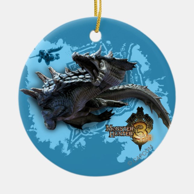 Lagiacrus chasing Hunter Ceramic Ornament (Front)