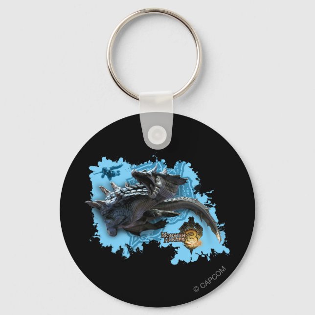 Lagiacrus chasing Hunter Keychain (Front)