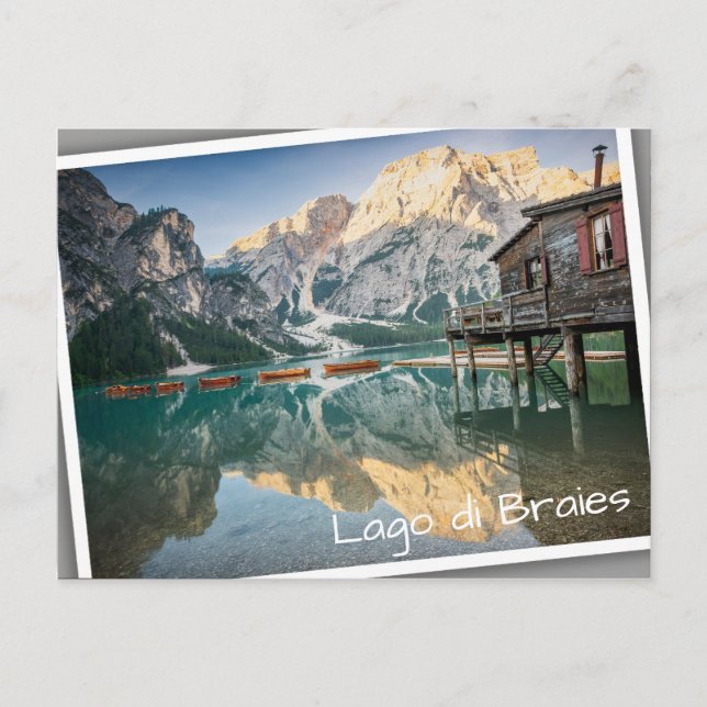 Lago di Braies in the Dolomites in italy Postcard (Front)