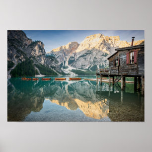 Lago di Braies in the Dolomites in Italy Poster