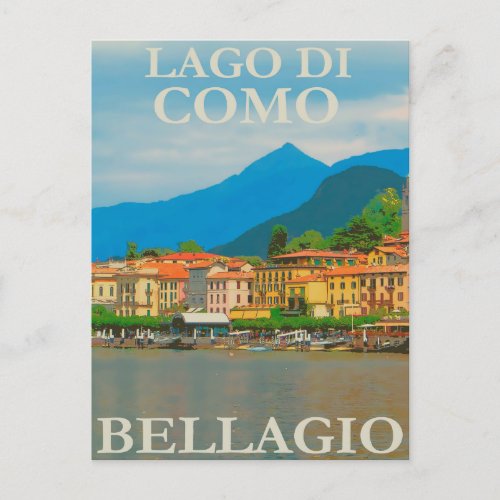 Lago Di Como Bellagio Italy Vintage Travel Postcard