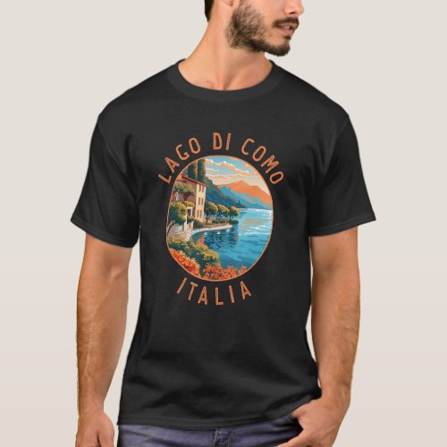 Lago di Como Italia Distressed Circle Vintage T_Shirt