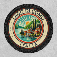 Lago di Como Italia Illustration Travel Art Badge