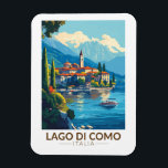 Lago di Como Italia Lombardia Travel Art Vintage Magnet<br><div class="desc">Lake Como vector art design. Lake Como,  in Northern Italy’s Lombardy region,  is an upscale resort area known for its dramatic scenery,  set against the foothills of the Alps.</div>