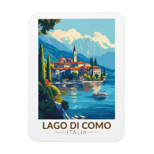 Lago di Como Italia Lombardia Travel Art Vintage Magnet