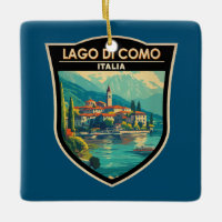 Lago di Como Italia Travel Art Badge
