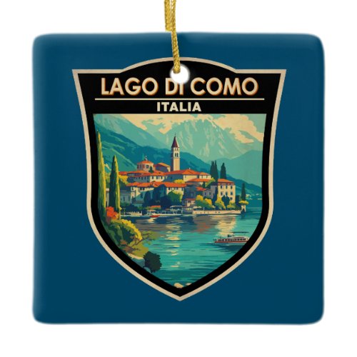 Lago di Como Italia Travel Art Badge Ceramic Ornament