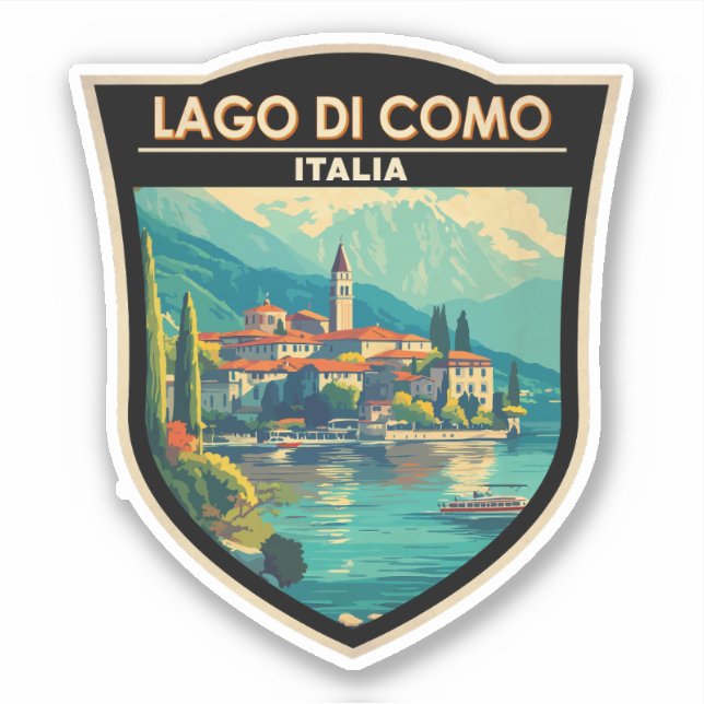 Lago di Como Italia Travel Art Badge Sticker (Front)