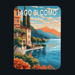 Lago di Como Italia Travel Art Vintage Magnet<br><div class="desc">Lake Como vector art design. Lake Como,  in Northern Italy’s Lombardy region,  is an upscale resort area known for its dramatic scenery,  set against the foothills of the Alps.</div>