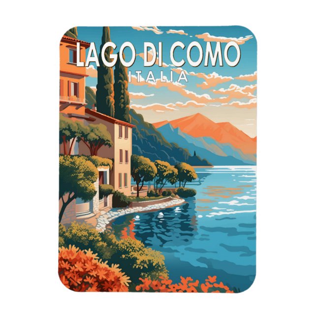 Lago di Como Italia Travel Art Vintage Magnet (Vertical)