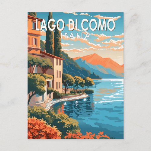 Lago di Como Italia Travel Art Vintage Postcard