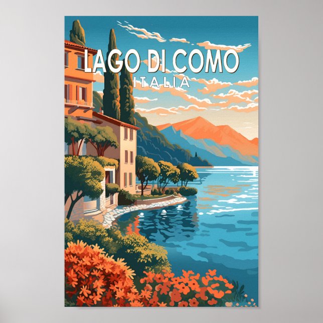 Lago di Como Italia Travel Art Vintage Poster (Front)