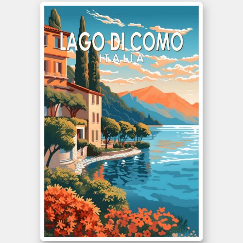 Lago di Como Italia Travel Art Vintage Sticker