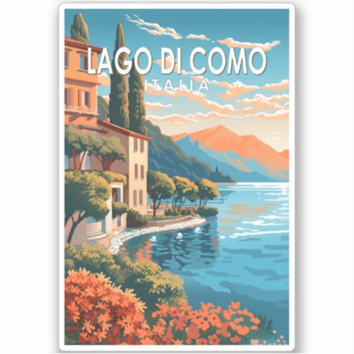 Lago di Como Italia Travel Art Vintage Sticker