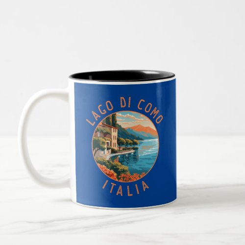 Lago di Como Italia Travel Art Vintage Two_Tone Coffee Mug