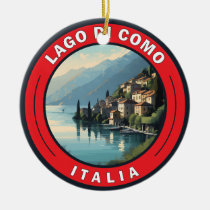 Lago di Como Italy Badge Ceramic Ornament