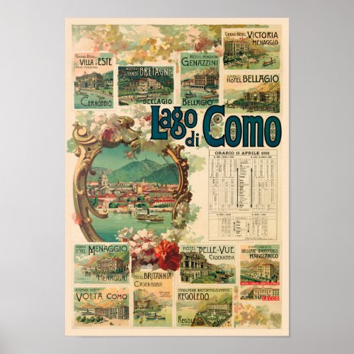 Lago di Como Italy Vintage Poster 1893