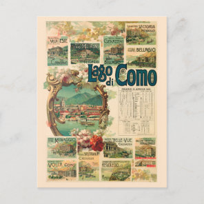 Lago di Como Italy Vintage Poster 1893 Postcard