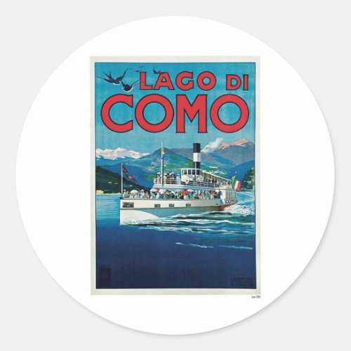 Lago Di Como Italy Vintage Travel Classic Round Sticker